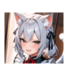 猫耳の銀髪 ＆ いたずらなウィンク0（個別スタンプ：12）