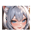猫耳の銀髪 ＆ いたずらなウィンク0（個別スタンプ：13）