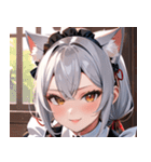 猫耳の銀髪 ＆ いたずらなウィンク0（個別スタンプ：14）