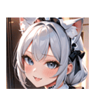 猫耳の銀髪 ＆ いたずらなウィンク0（個別スタンプ：17）