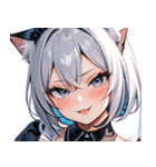 猫耳の銀髪 ＆ いたずらなウィンク0（個別スタンプ：19）