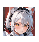 猫耳の銀髪 ＆ いたずらなウィンク0（個別スタンプ：20）