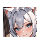 猫耳の銀髪 ＆ いたずらなウィンク0（個別スタンプ：21）