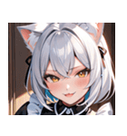 猫耳の銀髪 ＆ いたずらなウィンク0（個別スタンプ：22）