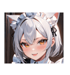 猫耳の銀髪 ＆ いたずらなウィンク0（個別スタンプ：23）