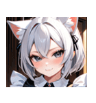 猫耳の銀髪 ＆ いたずらなウィンク0（個別スタンプ：25）