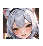 猫耳の銀髪 ＆ いたずらなウィンク0（個別スタンプ：26）