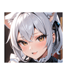 猫耳の銀髪 ＆ いたずらなウィンク0（個別スタンプ：27）