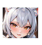 猫耳の銀髪 ＆ いたずらなウィンク0（個別スタンプ：28）