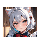 猫耳の銀髪 ＆ いたずらなウィンク0（個別スタンプ：31）