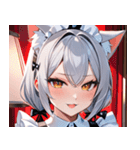 猫耳の銀髪 ＆ いたずらなウィンク0（個別スタンプ：32）
