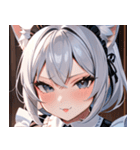 猫耳の銀髪 ＆ いたずらなウィンク0（個別スタンプ：34）