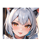 猫耳の銀髪 ＆ いたずらなウィンク0（個別スタンプ：35）