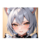猫耳の銀髪 ＆ いたずらなウィンク0（個別スタンプ：36）