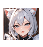 猫耳の銀髪 ＆ いたずらなウィンク0（個別スタンプ：37）
