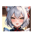 猫耳の銀髪 ＆ いたずらなウィンク0（個別スタンプ：40）
