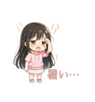 可愛い黒髪ピンクパーカー女子スタンプ8 夏（個別スタンプ：7）