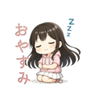 可愛い黒髪ピンクパーカー女子スタンプ8 夏（個別スタンプ：16）