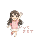 可愛い黒髪ピンクパーカー女子スタンプ8 夏（個別スタンプ：19）