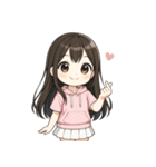 可愛い黒髪ピンクパーカー女子スタンプ8 夏（個別スタンプ：24）