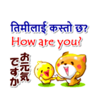 ネパール語,英語,日本語.コタとピヨ（個別スタンプ：10）
