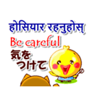 ネパール語,英語,日本語.コタとピヨ（個別スタンプ：22）