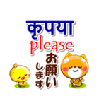 ネパール語,英語,日本語.コタとピヨ（個別スタンプ：28）