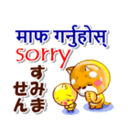 ネパール語,英語,日本語.コタとピヨ（個別スタンプ：37）