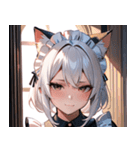 猫耳の白髪 ＆ 悲しげな微笑み0（個別スタンプ：2）