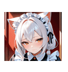 猫耳の白髪 ＆ 悲しげな微笑み0（個別スタンプ：3）