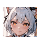 猫耳の白髪 ＆ 悲しげな微笑み0（個別スタンプ：4）