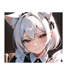 猫耳の白髪 ＆ 悲しげな微笑み0（個別スタンプ：5）