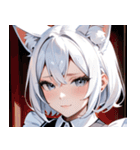 猫耳の白髪 ＆ 悲しげな微笑み0（個別スタンプ：6）