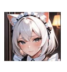 猫耳の白髪 ＆ 悲しげな微笑み0（個別スタンプ：8）