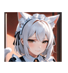 猫耳の白髪 ＆ 悲しげな微笑み0（個別スタンプ：10）