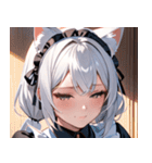 猫耳の白髪 ＆ 悲しげな微笑み0（個別スタンプ：11）