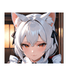 猫耳の白髪 ＆ 悲しげな微笑み0（個別スタンプ：12）