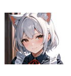 猫耳の白髪 ＆ 悲しげな微笑み0（個別スタンプ：13）