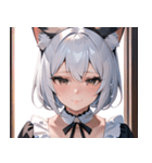 猫耳の白髪 ＆ 悲しげな微笑み0（個別スタンプ：14）