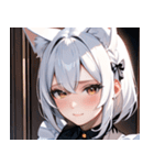 猫耳の白髪 ＆ 悲しげな微笑み0（個別スタンプ：16）
