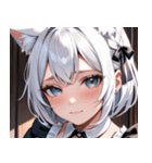 猫耳の白髪 ＆ 悲しげな微笑み0（個別スタンプ：17）