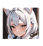 猫耳の白髪 ＆ 悲しげな微笑み0（個別スタンプ：18）