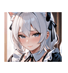 猫耳の白髪 ＆ 悲しげな微笑み0（個別スタンプ：19）