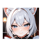 猫耳の白髪 ＆ 悲しげな微笑み0（個別スタンプ：20）