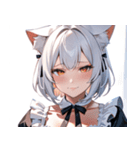 猫耳の白髪 ＆ 悲しげな微笑み0（個別スタンプ：21）