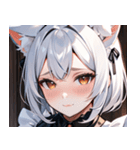 猫耳の白髪 ＆ 悲しげな微笑み0（個別スタンプ：22）