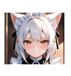猫耳の白髪 ＆ 悲しげな微笑み0（個別スタンプ：23）