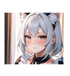 猫耳の白髪 ＆ 悲しげな微笑み0（個別スタンプ：24）