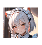 猫耳の白髪 ＆ 悲しげな微笑み0（個別スタンプ：25）