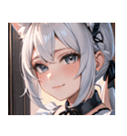 猫耳の白髪 ＆ 悲しげな微笑み0（個別スタンプ：27）